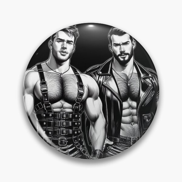 Item preview, Muscle Brothers in Leather Gay Pride Graphic Art Design designed and sold by ItsAKinkThing.