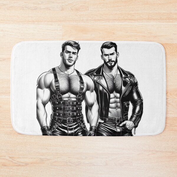 Item preview, Muscle Brothers in Leather Gay Pride Graphic Art Design designed and sold by ItsAKinkThing.