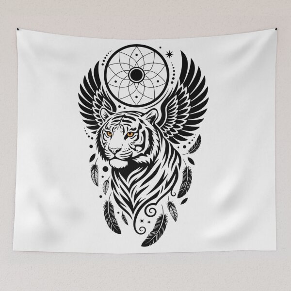 Item preview, Celestial Spirit Tiger – Winged Dreamcatcher Aesthetic designed and sold by Ossvio.