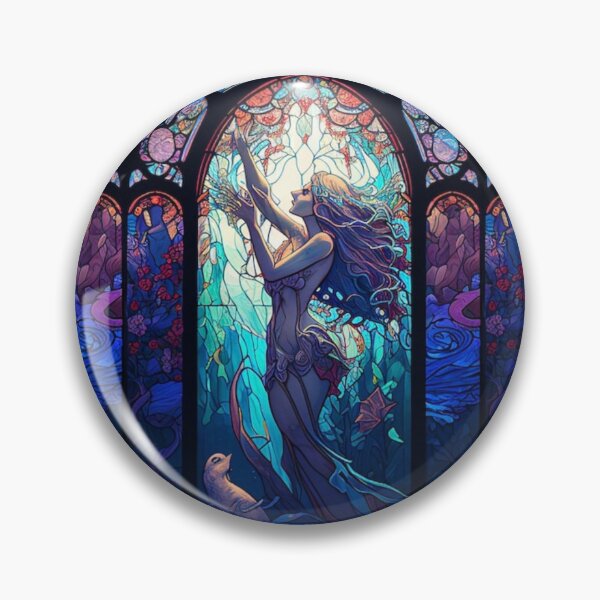 Item preview, Ethereal Goddess Stained Glass – Art Nouveau Fantasy Aesthetic designed and sold by EchoWave11.
