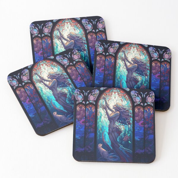 Item preview, Ethereal Goddess Stained Glass – Art Nouveau Fantasy Aesthetic designed and sold by EchoWave11.