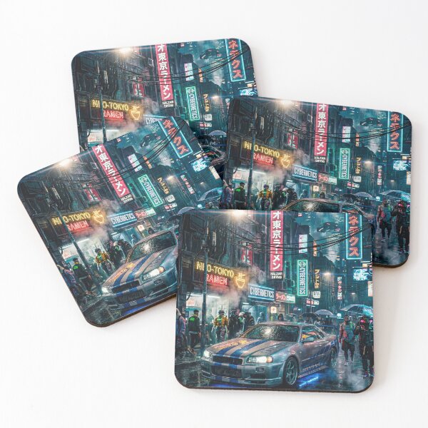 Item preview, Legendary tuner car under glowing Tokyo street signs designed and sold by RevUpDesign.