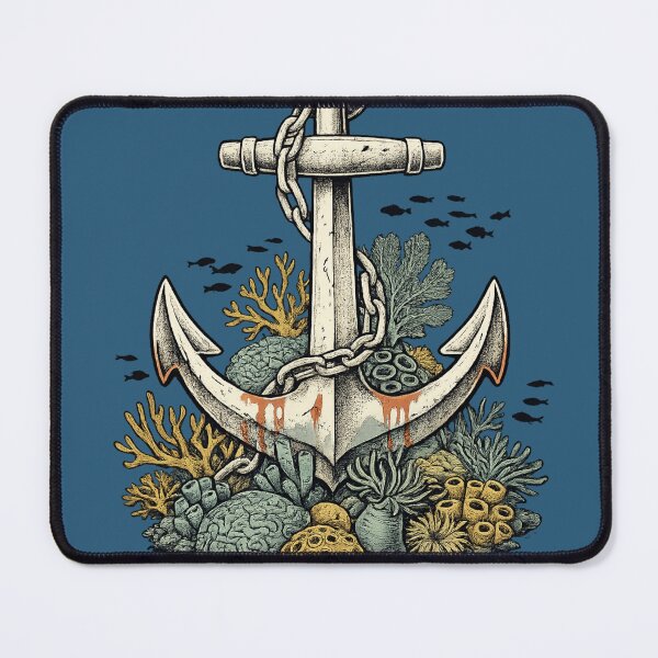 Item preview, Anchor With Coral Reef Ocean Nautical Art designed and sold by VibeMax.