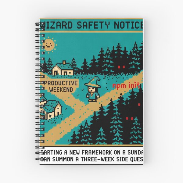 Item preview, Wizard Safety Notice - npm init Side Quest | Funny Programmer Pixel Art designed and sold by Column7.