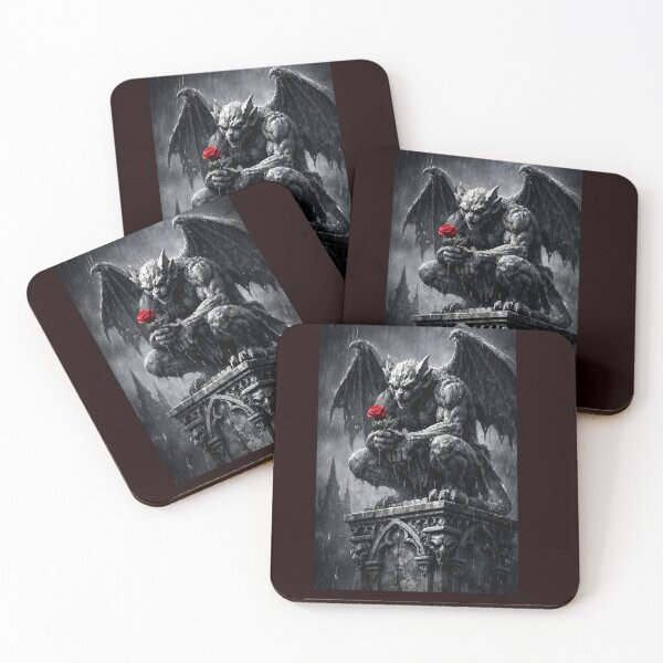 Item preview, The Gargoyle Guardian | Gothic Stone & Crimson Rose Art designed and sold by Studio77-Gothic.