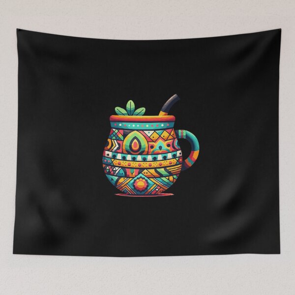 Item preview, Colorful Yerba Mate Cup Ethnic Pattern Design designed and sold by CyfroweMysli.