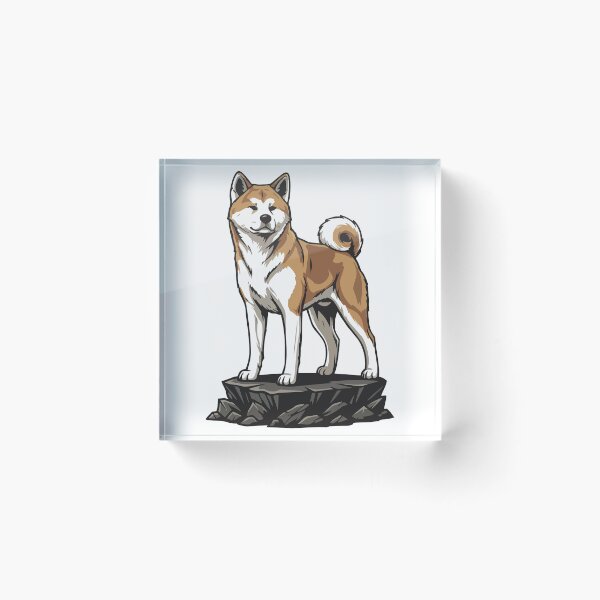 Item preview, Akita Inu Dog on Rock, Noble Japanese Portrait designed and sold by PixelStudioBe.