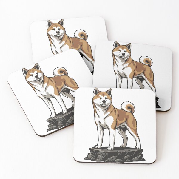 Item preview, Akita Inu Dog on Rock, Noble Japanese Portrait designed and sold by PixelStudioBe.