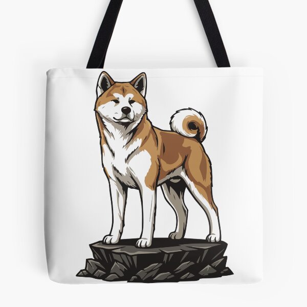 Item preview, Akita Inu Dog on Rock, Noble Japanese Portrait designed and sold by PixelStudioBe.