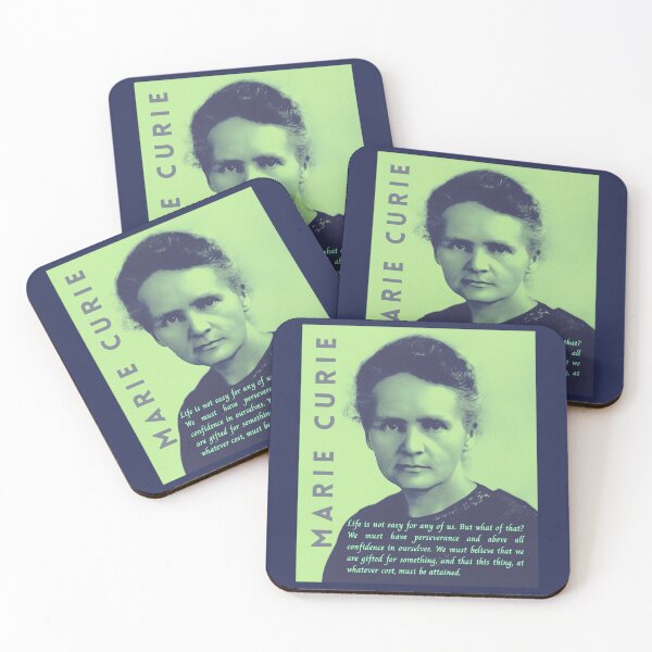 Item preview, Marie Curie  portrait and quote. Life is not easy for any of us. But what of that? We must have perseverance and above all confidence in ourselves. designed and sold by artbleed.