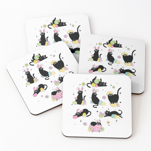 Item preview, Cute Black Cats in Easter Costumes With Eggs and Bunnies designed and sold by DonnaLoly.