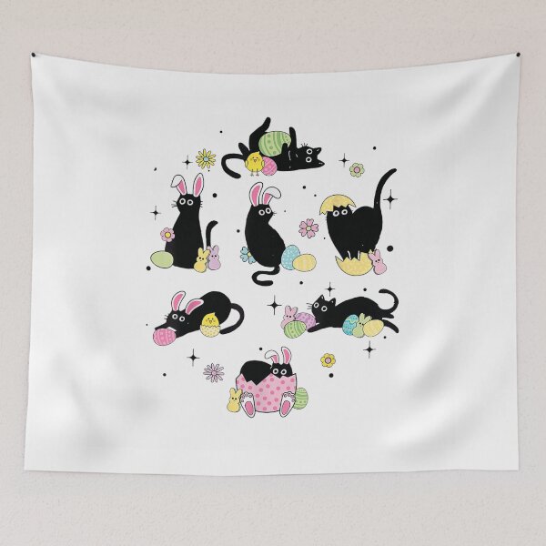 Item preview, Cute Black Cats in Easter Costumes With Eggs and Bunnies designed and sold by DonnaLoly.