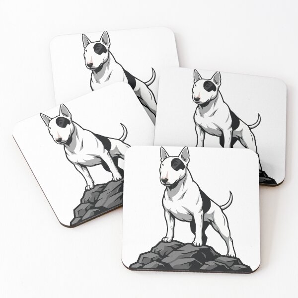 Item preview, Bull Terrier Dog on Rock Portrait White Spot designed and sold by PixelStudioBe.