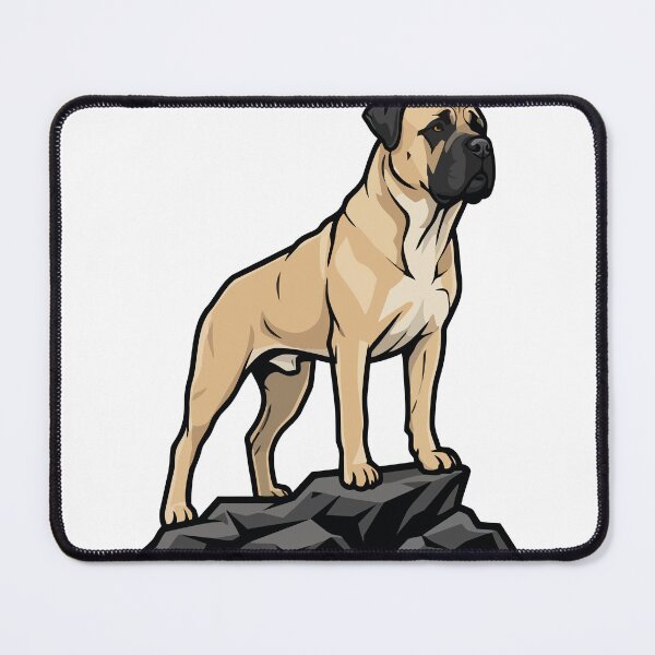 Item preview, Bullmastiff dog on a rock, fawn and black portrait designed and sold by PixelStudioBe.