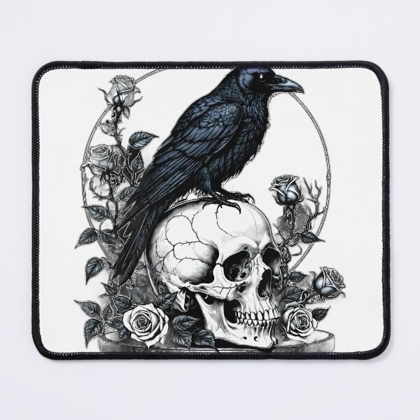 Item preview, Dark Academia Raven on Glowing Crystal Skull designed and sold by AuraPremiumArt.