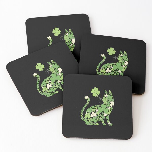 Item preview, St Patricks Day Shamrock Cat designed and sold by BlassmausArt.