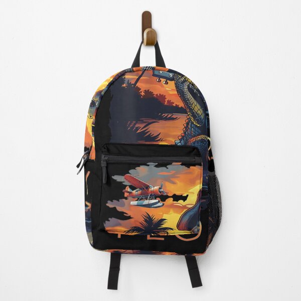 Item preview, Florida Gator Playing Guitar at Sunset Tropical Swamp Scene designed and sold by AmalnoRoyil.