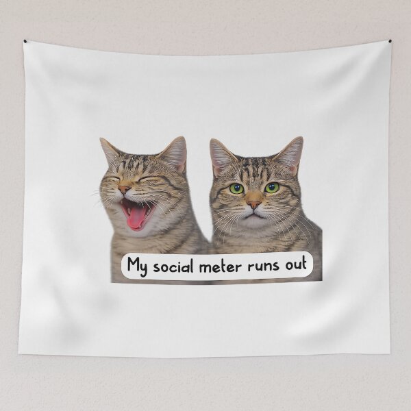 Item preview, Neurospicy My Social Meter Runs Out Funny Introvert Cat Meme Premium Tri-Blend designed and sold by JohnVBurks.