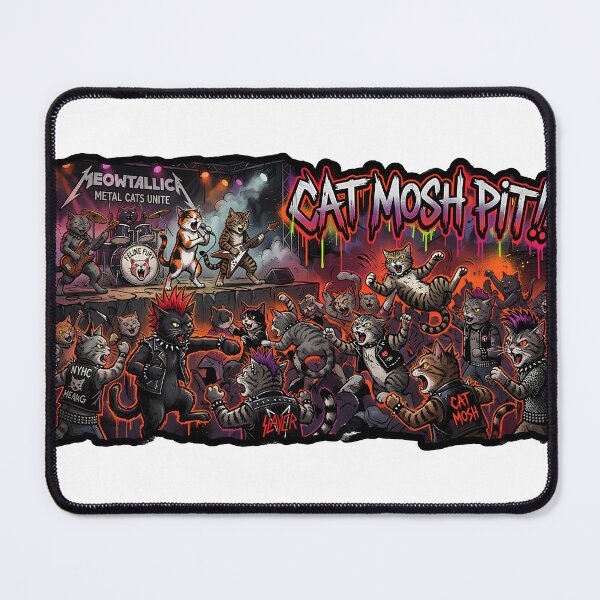 Item preview, Meowtallica 3am Cat Mosh Pit Funny Rocker Heavy Metal Cat Art designed and sold by LaughingMan132.