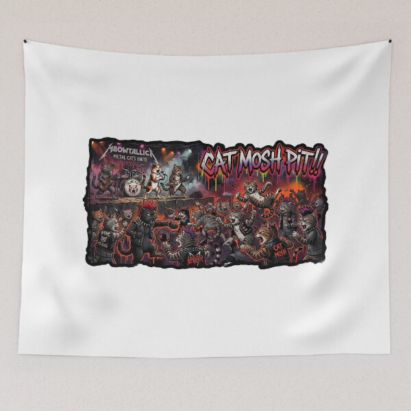 Item preview, Meowtallica 3am Cat Mosh Pit Funny Rocker Heavy Metal Cat Art designed and sold by LaughingMan132.