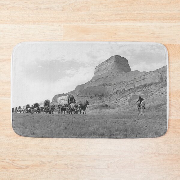 Item preview, Vintage Wagon Train Western Landscape Black White Photography designed and sold by TheSoulOfArt.