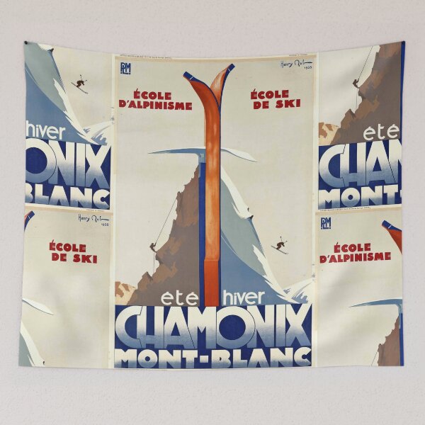 Item preview, Vintage Travel Poster | Chamonix Mont-Blanc 1933 | Art Deco Ski & Climb Adventure | French Alps Winter  Summer Sports designed and sold by artofuniverse.