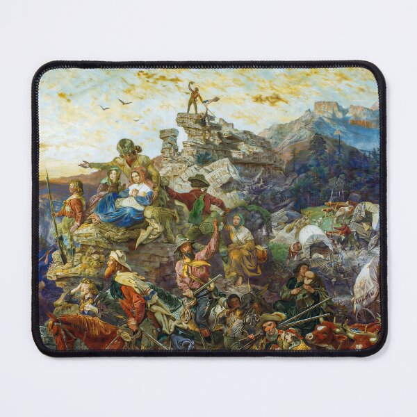 Item preview, Westward Empire Pioneer Scene Vintage American Landscape Painting designed and sold by TheSoulOfArt.
