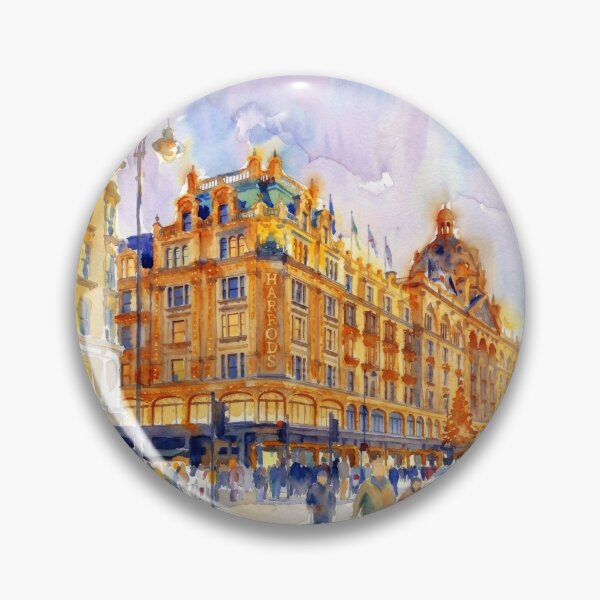 Item preview, Historic Luxury Storefront Knightsbridge London Watercolor designed and sold by caracatita75.