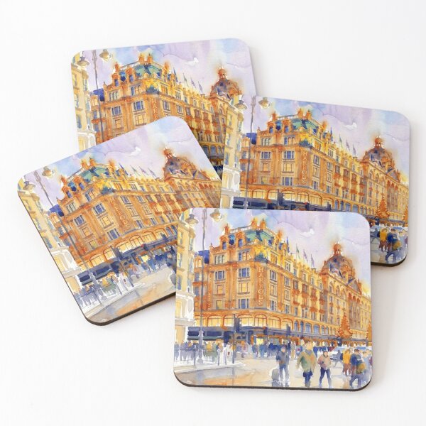 Item preview, Historic Luxury Storefront Knightsbridge London Watercolor designed and sold by caracatita75.