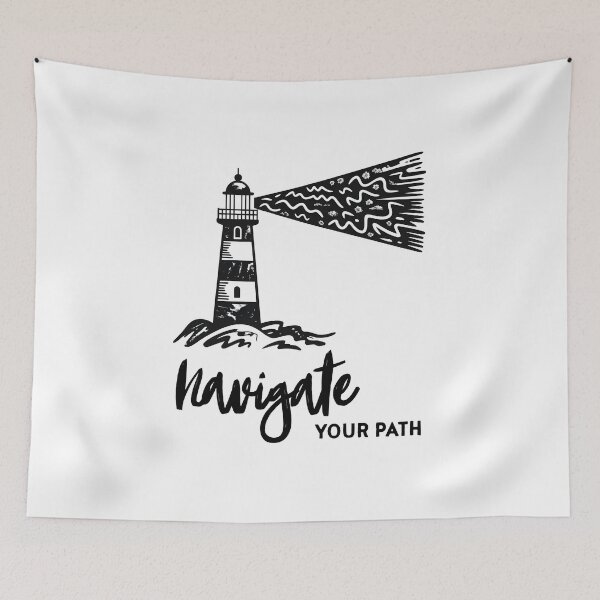Item preview, Navigate Your Path – Lighthouse Ocean Minimalist Motivational Design designed and sold by ArcticFoxStudio.