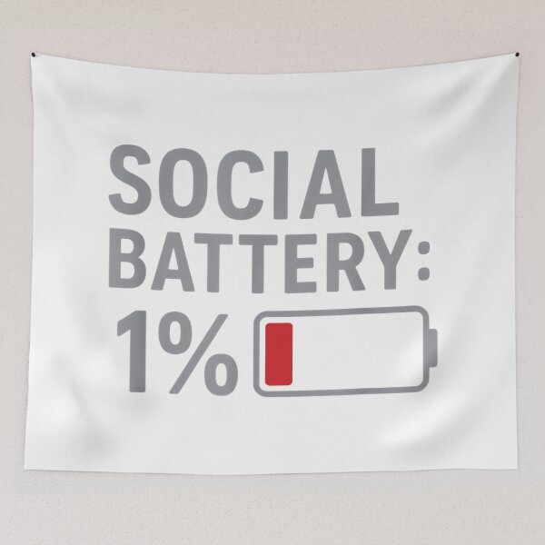 Item preview, Social Battery 1 Percent Funny Introvert Mood Minimalist designed and sold by JohnVBurks.