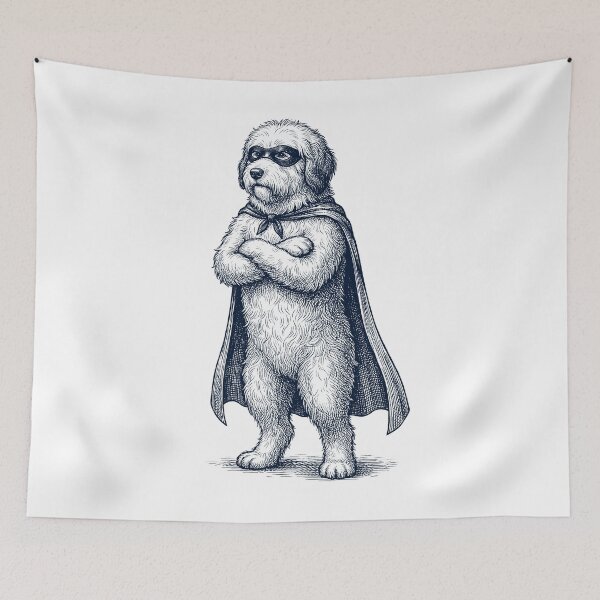 Item preview, Vintage Old English Sheepdog Hero Superhero Dog Lover designed and sold by DoodleTortle.