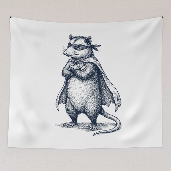 Item preview, Vintage Opossum Hero Superhero Animal Lover designed and sold by DoodleTortle.
