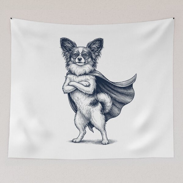 Item preview, Vintage Papillon Hero Superhero Dog Lover designed and sold by DoodleTortle.