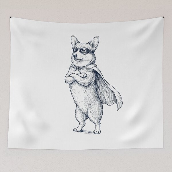 Item preview, Vintage Pembroke Welsh Corgi Hero Superhero Dog Lover designed and sold by DoodleTortle.