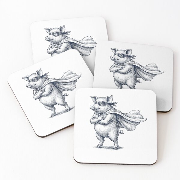 Item preview, Vintage Pig Hero Superhero Animal Lover designed and sold by DoodleTortle.