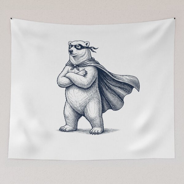 Item preview, Vintage Polar Bear Hero Superhero Animal Lover designed and sold by DoodleTortle.