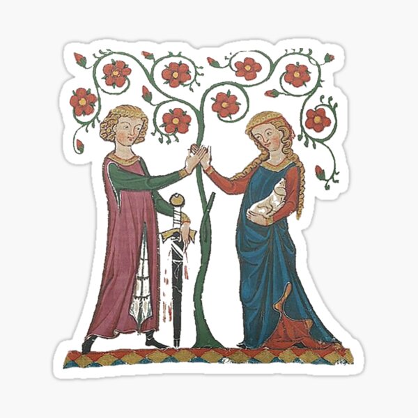 Medieval Couple, German circa 1250 Sticker