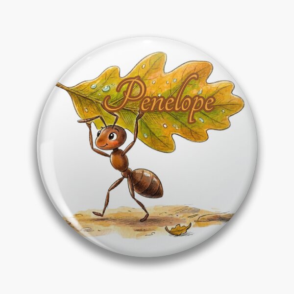 Item preview, Cute Ant Carrying Oak Leaf – Personalized Name Penelope Watercolor Art designed and sold by MBBialyPiksel.