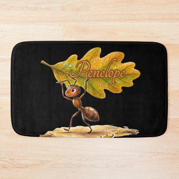 Item preview, Cute Ant Carrying Oak Leaf – Personalized Name Penelope Watercolor Art designed and sold by MBBialyPiksel.