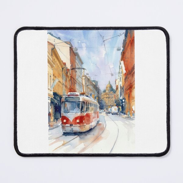 Item preview, Prague Red Tram Watercolor designed and sold by caracatita75.