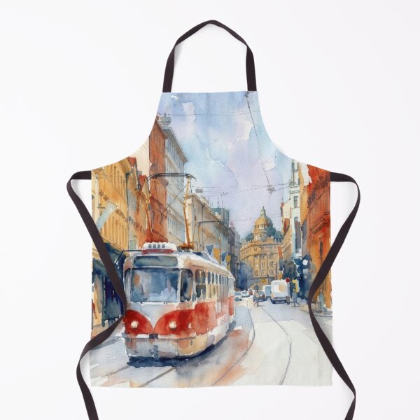 Item preview, Prague Red Tram Watercolor designed and sold by caracatita75.