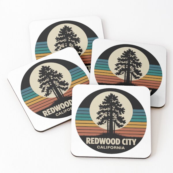 Artikelvorschau, Redwood City, Kalifornien: Retro Redwood Silhouette Sunset Badge entworfen und verkauft von CircinusStore.