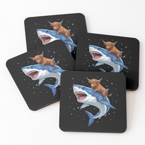 Item preview, Funny Highland Cow Riding Shark Animal Lover designed and sold by TerryConnells.