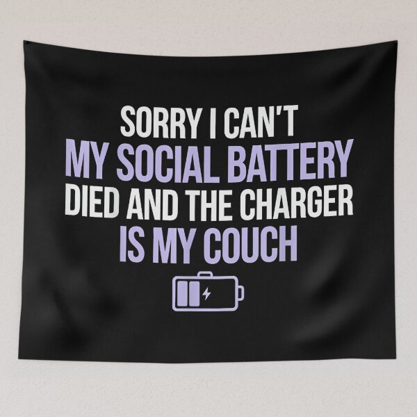 Item preview, Social Battery Died Charger is My Couch Introvert Funny tee designed and sold by JohnVBurks.