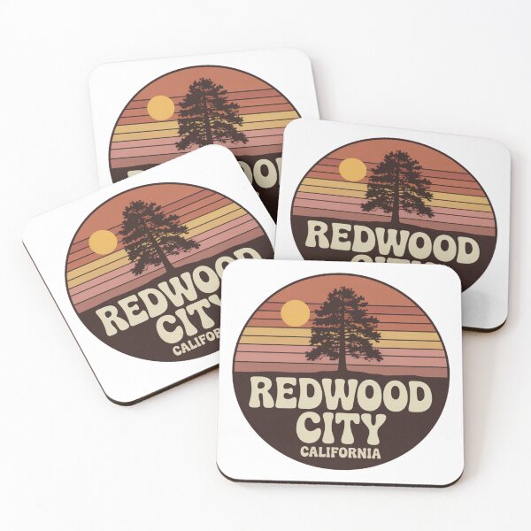 Artikelvorschau, Redwood City, Kalifornien: Warmer Sonnenuntergang mit Redwood-Silhouette entworfen und verkauft von CircinusStore.