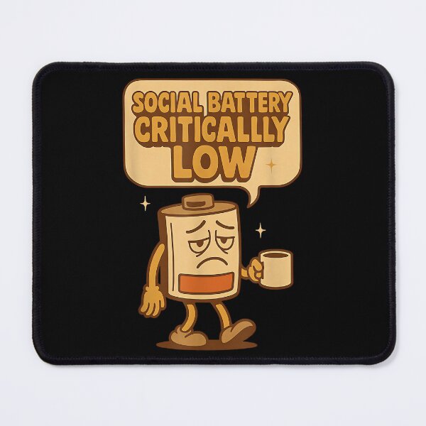 Item preview, Social Battery Critically Low Funny Introvert Coffee Retro designed and sold by JohnVBurks.