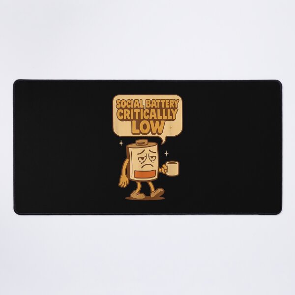 Item preview, Social Battery Critically Low Funny Introvert Coffee Retro designed and sold by JohnVBurks.