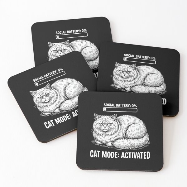Item preview, Batería social 0% Modo gato activado Meme divertido de introvertido designed and sold by JohnVBurks.