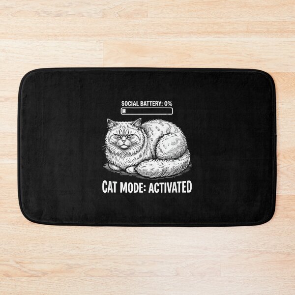 Item preview, Social Battery 0% Cat Mode Activated Funny Introvert Meme designed and sold by JohnVBurks.